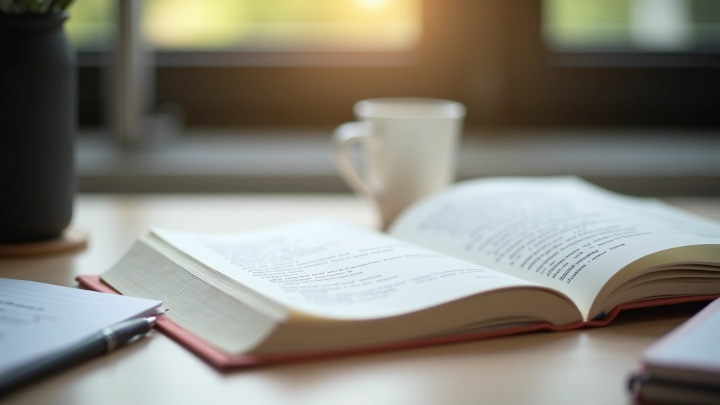 Otevřená německá učebnice s poznámkami a perem na straně s příklady vět